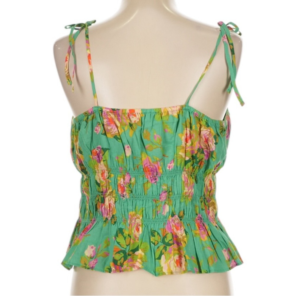 J. Crew Tie-Front Voile Camisole in Rose Garden Size Large Green Pink Summer - Picture 3 of 8